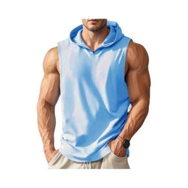 Imagem de Camiseta Sem Mangas Com Capuz Para Homens, Verão, Basquete, Corrida, T
