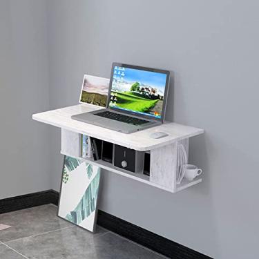 Imagem de Mesa de trabalho para computador montada na parede armário de TV prateleira flutuante prateleira de parede mesa de estudo suporte de TV prateleira multimídia mesa de escrita prateleira móvel