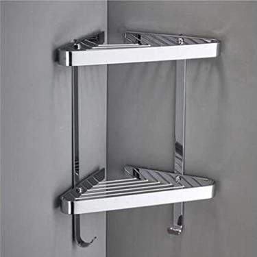 Imagem de Suporte de chuveiro de canto de latão sólido montado na parede prateleira de canto de banheiro dourado, prateleira de chuveiro de banheiro, suporte de sabonete, acessórios de banheiro, organizador de