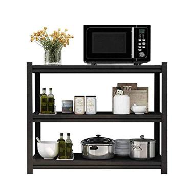 Imagem de Prateleira de cozinha para padeiros, prateleira de armazenamento utilitária, suporte para micro-ondas, 3 níveis, prateleira ajustável resistente, prateleira de metal de aço resistente para despensa