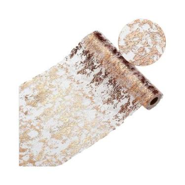 Imagem de Caminho De Mesa Metálico Dourado E Prateado Com Brilho, Fino, Com Glit