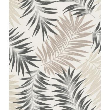 Imagem de Papel de Parede Muse Folhagem Bege e Preto A56201
