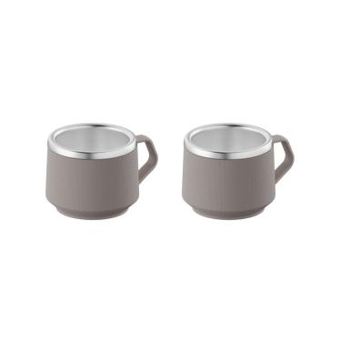 Imagem de CONJUNTO 2 PEÇAS TRAMONTINA 2 XÍCARAS PARA CAFÉ EMPILHAVEL 80ML EM AÇO INOX CINZA 64760/308