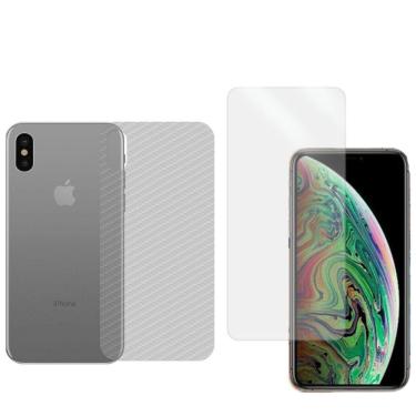 Imagem de Película Hidrogel + Adesivo Fibra De Carbono Para Iphone X E Xs - Transparente