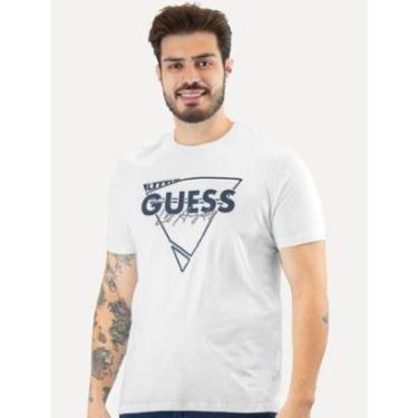 Imagem de Camiseta Guess Triângulo Los Angeles Relevo Peito Branca-Masculino