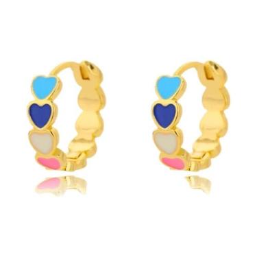 Imagem de Brincos De Argola Em Aço Inoxidável Com Zircônia Arco-Íris Para Mulher