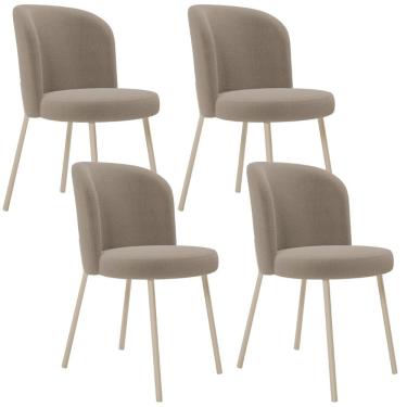 Imagem de Kit 04 Cadeiras Para Sala de Jantar Cozinha Estofada Gavi Arena L02 Bouclê Bege - Lyam Decor