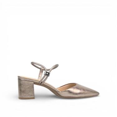 Imagem de Slingback Salto Bloco Metalizado - Divina, Pewter, 36