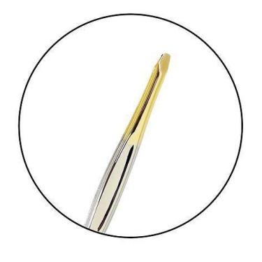 Imagem de Pinça Reta Dourada Profissional para Sobrancelhas TW-195AHG Klass Voug