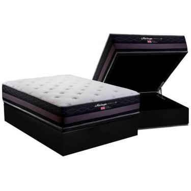 Imagem de Cama Box Baú Casal: Colchão Molas Masterpocket Ensacadas Herval Maxspring Málaga + Base Crc Suede Black (138x188)