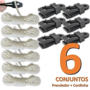 Imagem de Kit Conjunto 6 Prendedores Clipes Amarração de Lonas e Tendas + 06 Cor