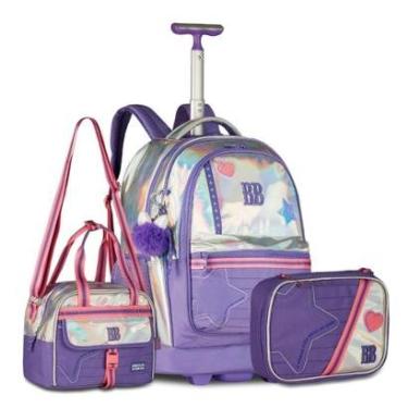 Imagem de Mochila Holográfica com Lancheira e Estojo Kit Rebecca Bonbon-Feminino