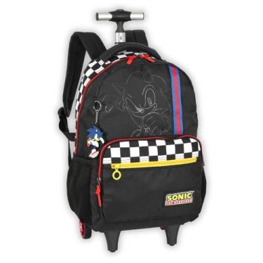Imagem de Mochila Sonic Rodas Jogo Desenho Filme Meninos Juvenil Preto - Luxcel