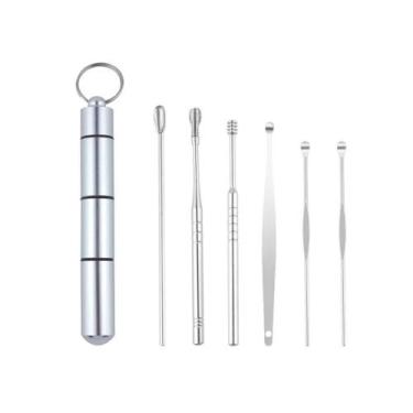 Imagem de Cotonete Fácil Removedor Limpeza Cera De Ouvido Aço Inox - Palaziun