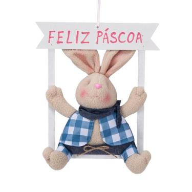 Imagem de Guirlanda De Páscoa Coelho No Balanço Pelúcia 1 Peça 26X29CM - Wincy P