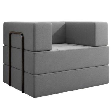 Imagem de Poltrona Cama Modular 90 cm Monaco Linho VConcept - VNS Concept, Cinza