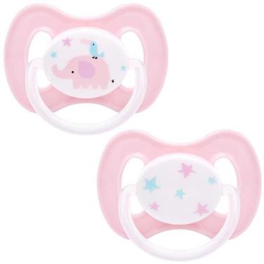 Imagem de Kit 2 Chupetas Buba Comfort Tam 1 Noturna Elefante Rosa