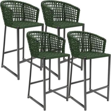 Imagem de Kit 04 Banqueta Área Gourmet Cozinha Varanda D04 Verde - LYAM DECOR