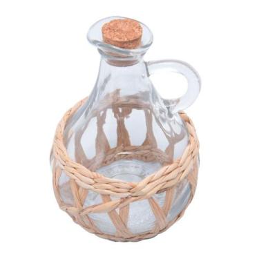 Imagem de Garrafa Wolff para Azeite de Vidro com Fibra Natural e Tampa