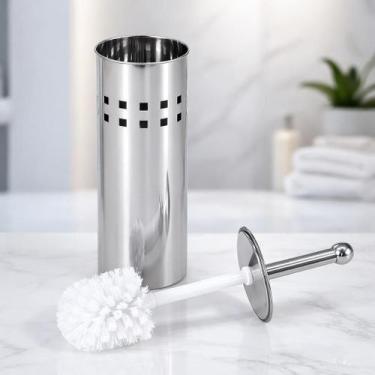 Imagem de Kit Escova Sanitária Inox com Suporte para Vaso Sanitário Conjunto Ban