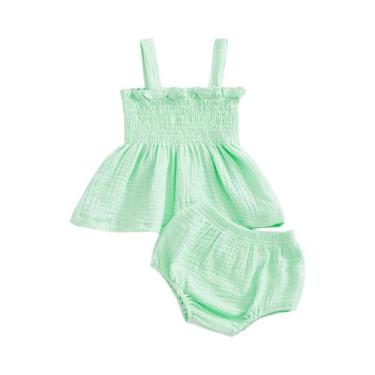 Imagem de Conjuntos De Verão Para Bebê Menina Em Cores Sólidas Com Detalhes Em R