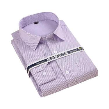 Imagem de Camisas Sociais Masculinas Slim Fit Tamanho plus 8XL, Manga Longa, Bra