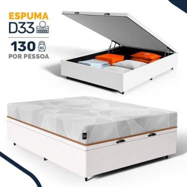 Imagem de Cama Box Baú com Colchão de Espuma D33 Enrolado Sonno Full Umaflex Cas