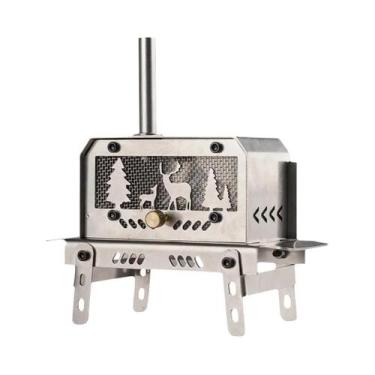 Imagem de Mini Fogão Portátil Dobrável De Aço Inoxidável a Carvão, Queimador De 