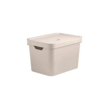 Imagem de Caixa Organizadora OU Cube 18 Litros com Tampa Bege
