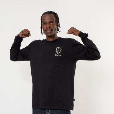 Imagem de Camiseta Corinthians Surf Center Fiel Até o Fim Manga Longa Preta-Masculino
