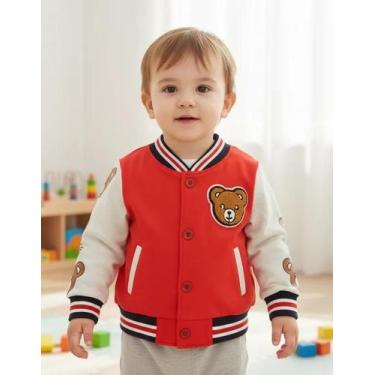 Imagem de Casaco Jaqueta Raglan Baseball Urso Infantil Criança Bebê - Modas Fagu