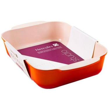 Imagem de Assadeira Trevessa Hercules Retangular Laranja Antiaderente Ceramico 3