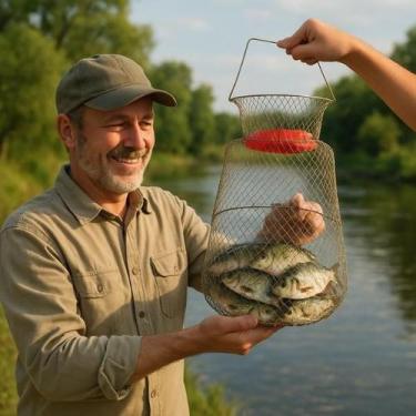 Imagem de Sambura Covo Cesto Viveiro Pesca Dobravel Duas Bocas Flutuante Para La