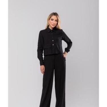 Imagem de Conjunto Salvatore Fashion Alfaiataria Cropped Wide Leg Feminino-Feminino