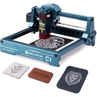 Imagem de SCULPFUN Mini gravador C1, máquina de gravação portátil de 3 W com ponto ultrafino de 0,04 mm, funciona para iniciantes DIY, madeira compensada, couro, papel kraft, ardósia, área de gravação de 150 x