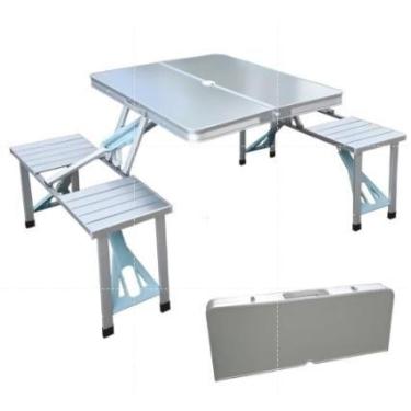 Imagem de Mesa Dobrável Tipo Maleta com 4 Bancos  Titanium Platina