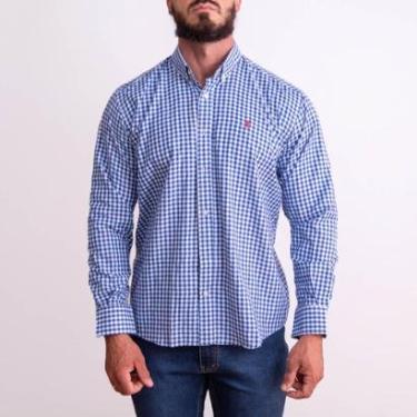 Imagem de Camisa Social Ralph L Quadriculada Azul Aço-Masculino