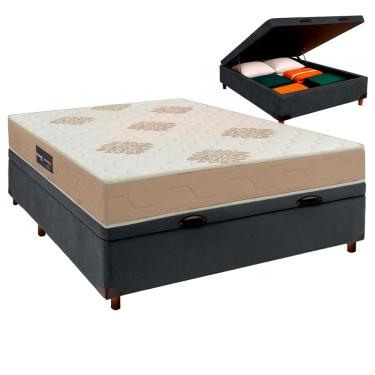 Imagem de Conjunto Cama Box Bau Com Colchão Casal Inova D33 Inovaflex - Cinza