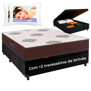 Imagem de Kit Cama Box Bau + Colchão Casal Inova D45 e 2 Travesseiros Ortobom