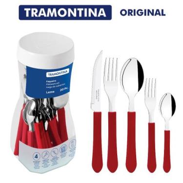 Imagem de Jogo de Talheres Faqueiro Tramontina Original 20 Peças Leme Aço Inox, 