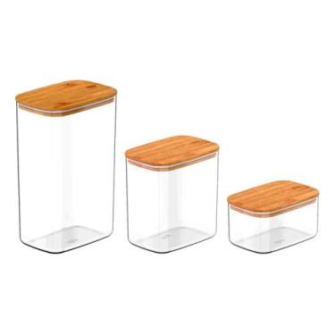 Imagem de Kit de potes herméticos retangulares Ou 3 peças Linha Keep
