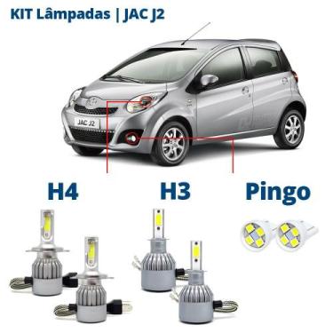 Imagem de Kit Lâmpadas JAC J2 2012 2013 2014 2015 2016 Super Led C6 6000k 7200 L