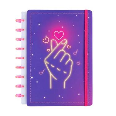 Imagem de Caderno Disco Grande Finger Heart Disko Capa Dura Reposicionável 80 Fo