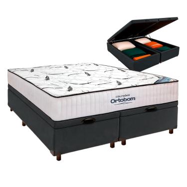 Imagem de Box Bau Blindado Cinza + Colchão Queen High Foam Ortobom