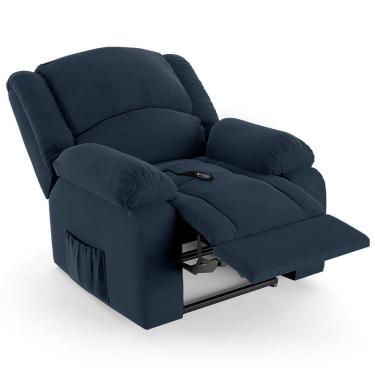 Imagem de Poltrona Do Papai Reclinável Pietra Controle Power Elétrico Fh9 Veludo Azul - Mpozenato