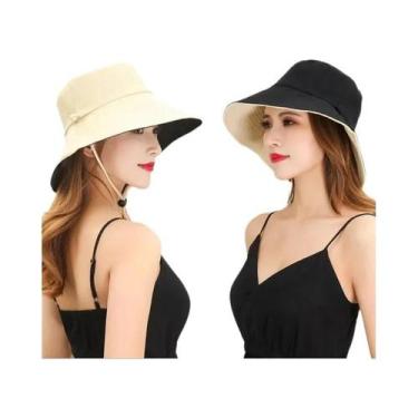 Imagem de Chapéu De Pescador Feminino De Verão, Estiloso, Em Cor Sólida, Dupla F