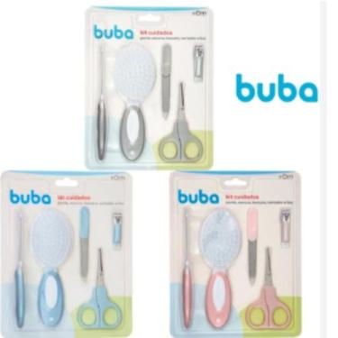 Imagem de Kit Cuidados e Higiene Bebê Pente Escova e Cortador - Buba, Cinza