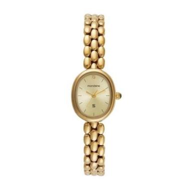 Imagem de Relogio Mondaine Feminino 33051lpmvdm1 Oval Bracelete Dourado Discreto Casual-Feminino