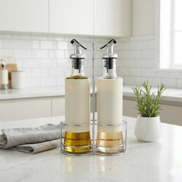Imagem de Galheteiro Porta Azeite E Vinagre Malone Com Suporte 2pcs - Hauskraft