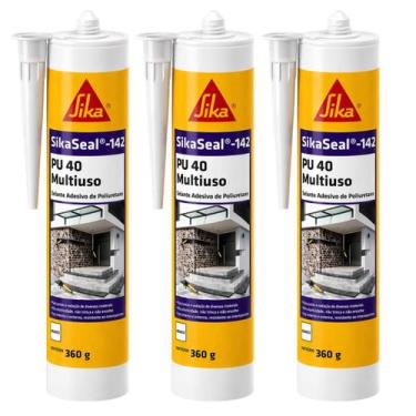 Imagem de Kit 3 SikaSeal 142 Selante PU 40 Multiuso 360g Branco